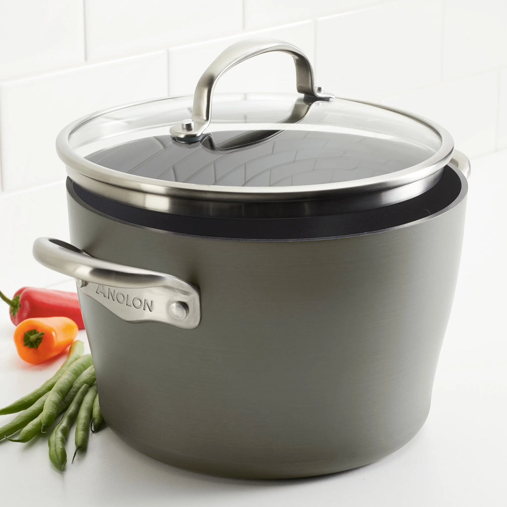 Hard-Anodized Nonstick Dutch Oven with Lid, 5 Quart, Dark Gray Q320