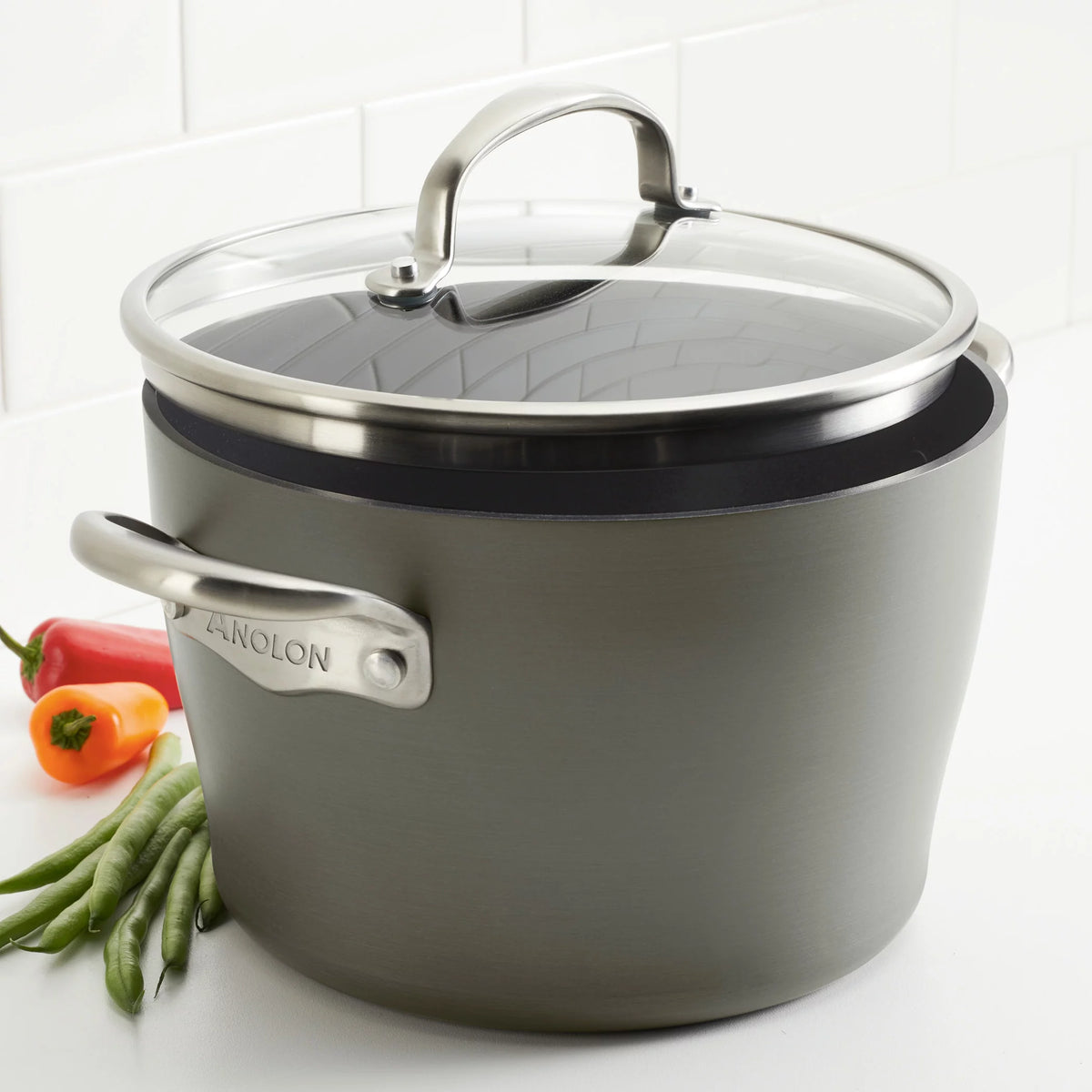 Hard-Anodized Nonstick Dutch Oven with Lid, 5 Quart, Dark Gray Q320