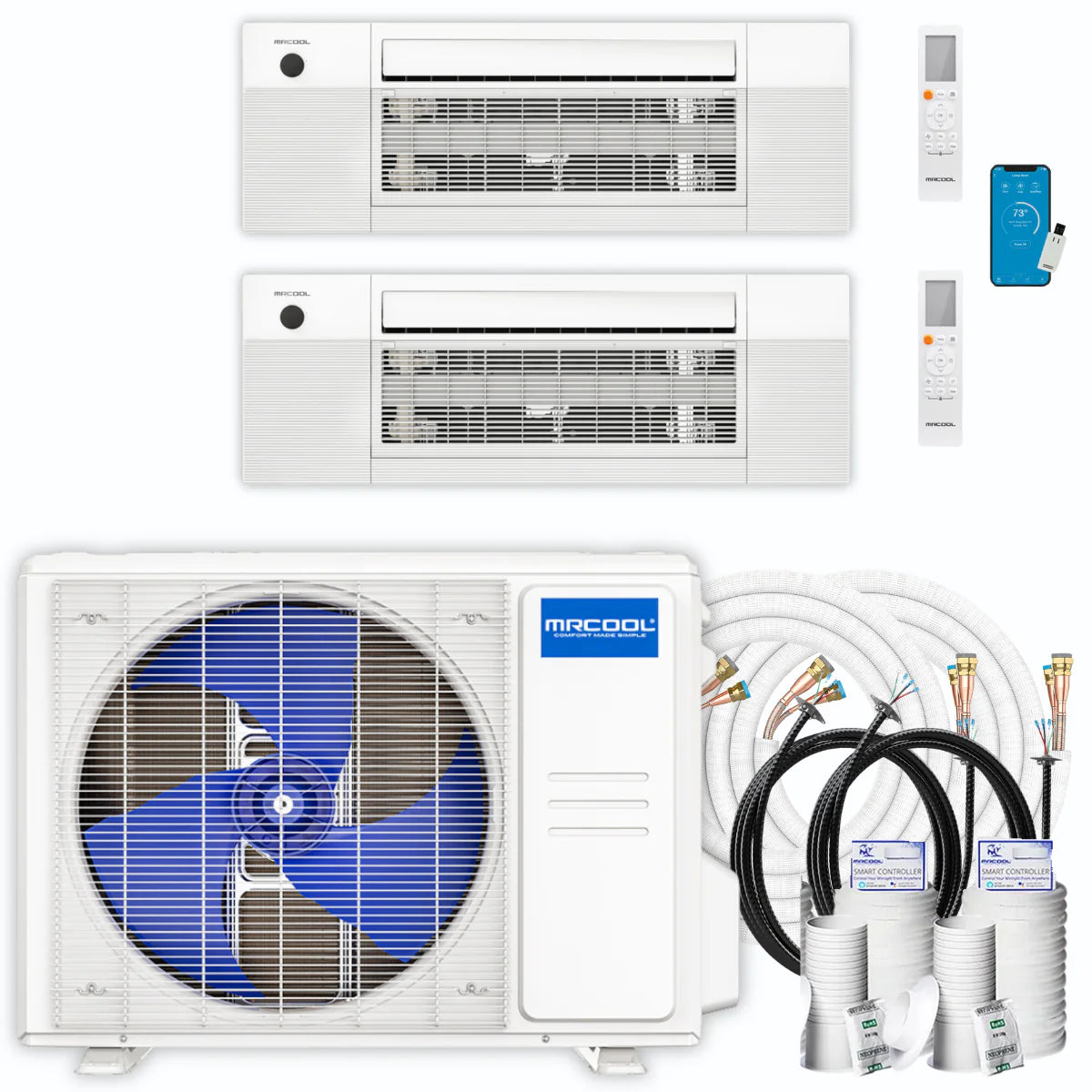 36,000 BTU 2 Zone Ceiling Cassette Ductless Air Conditioner and Heat Pump A835042