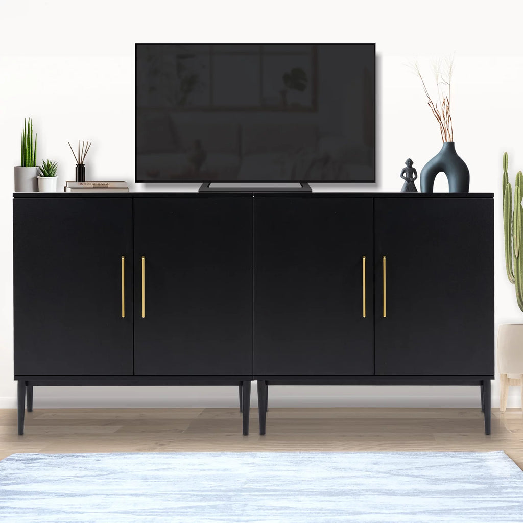 Set of 2 Black Storage Cabinet D354