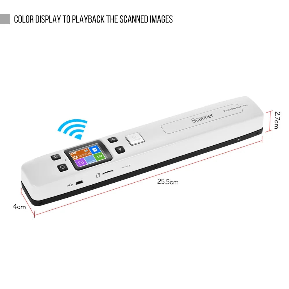 Portable Wand Document Scanner A4 Size 1050DPI LCD Display X497159