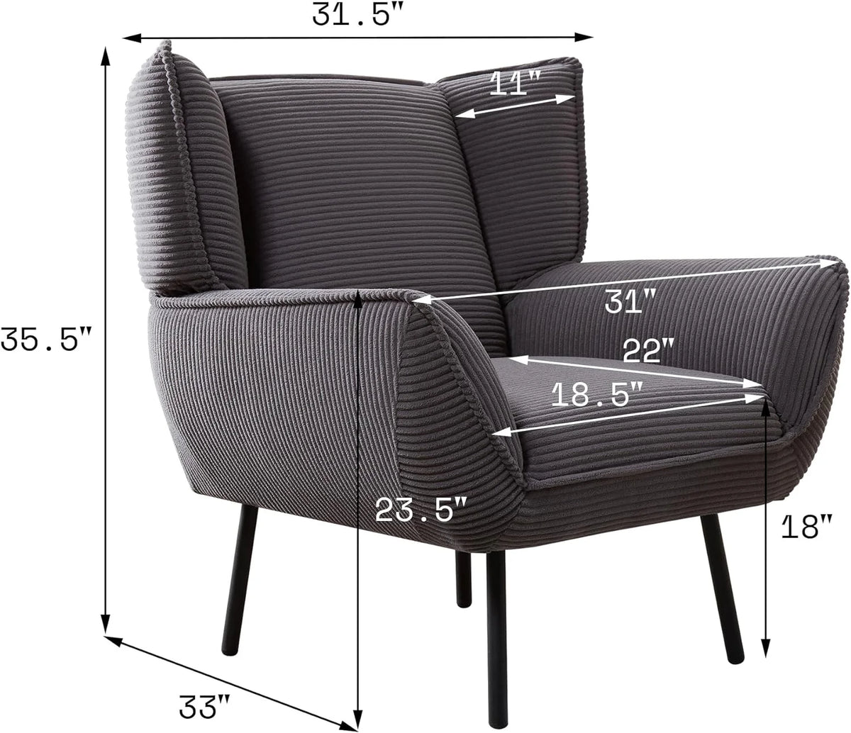 Grey Corduroy Upholstered Chair Set of 4 X786