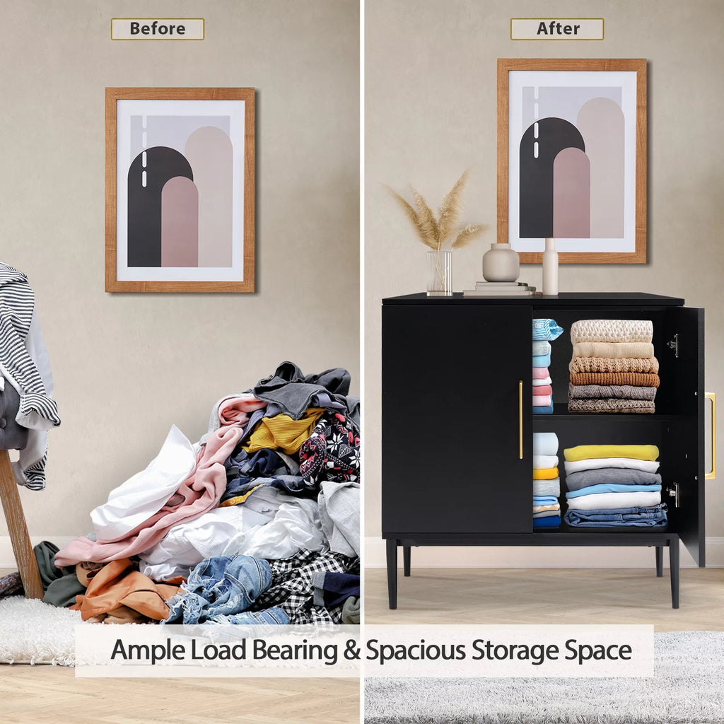 Set of 2 Black Storage Cabinet D354