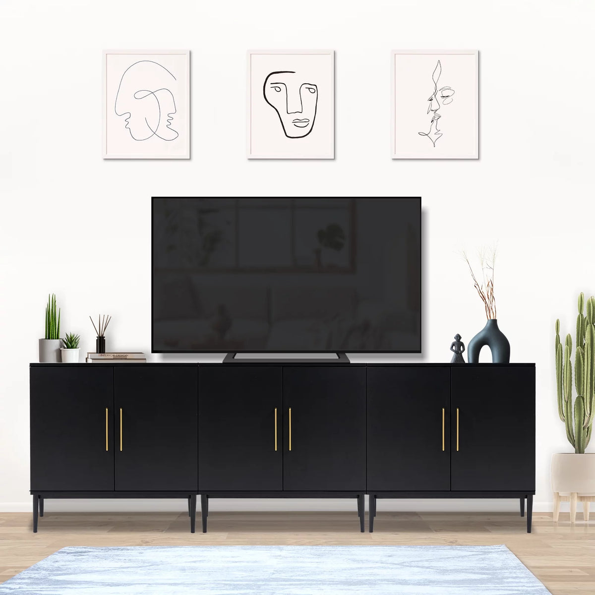Set of 2 Black Storage Cabinet D354