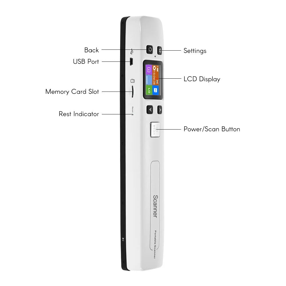 Portable Wand Document Scanner A4 Size 1050DPI LCD Display X497159