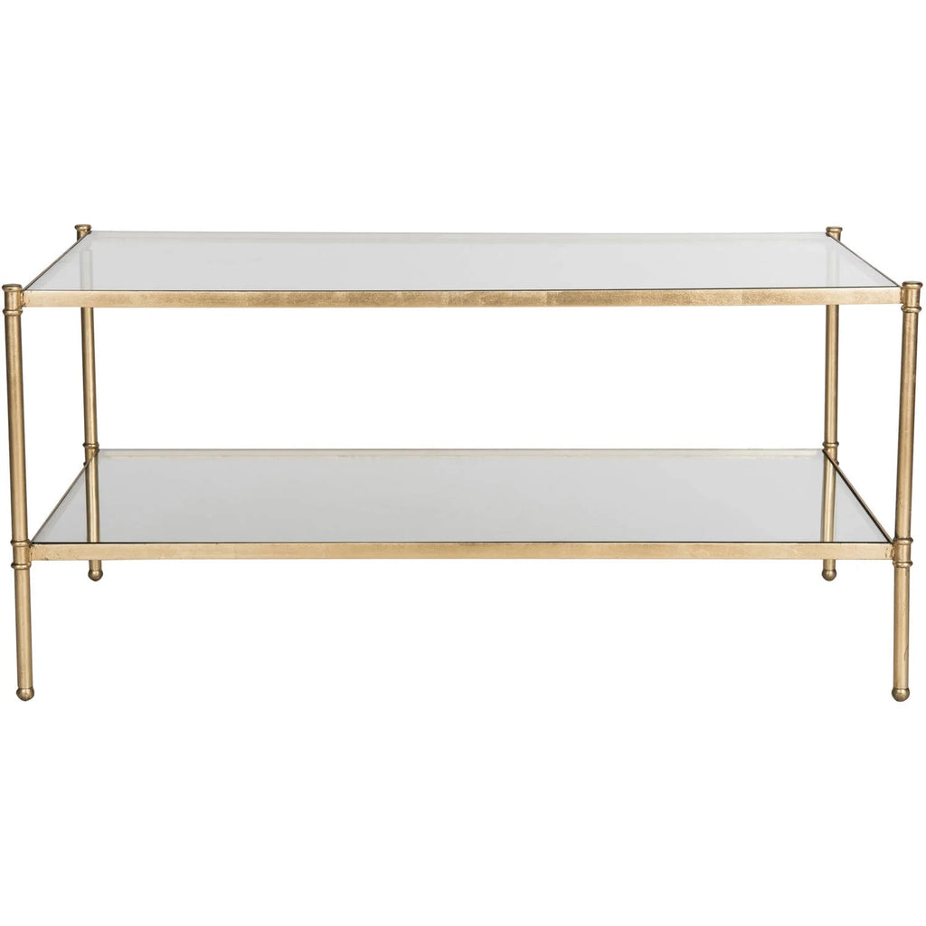 Antique Gold Iron Coffee Table with Glass Top M2588