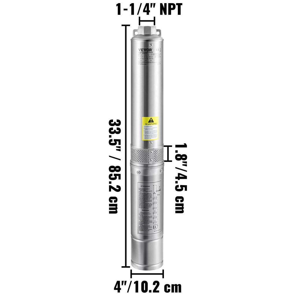 1.5HP 115V 37GPM 276ft Head 4 inch Stainless Steel Deep Well Submersible Pump A41283