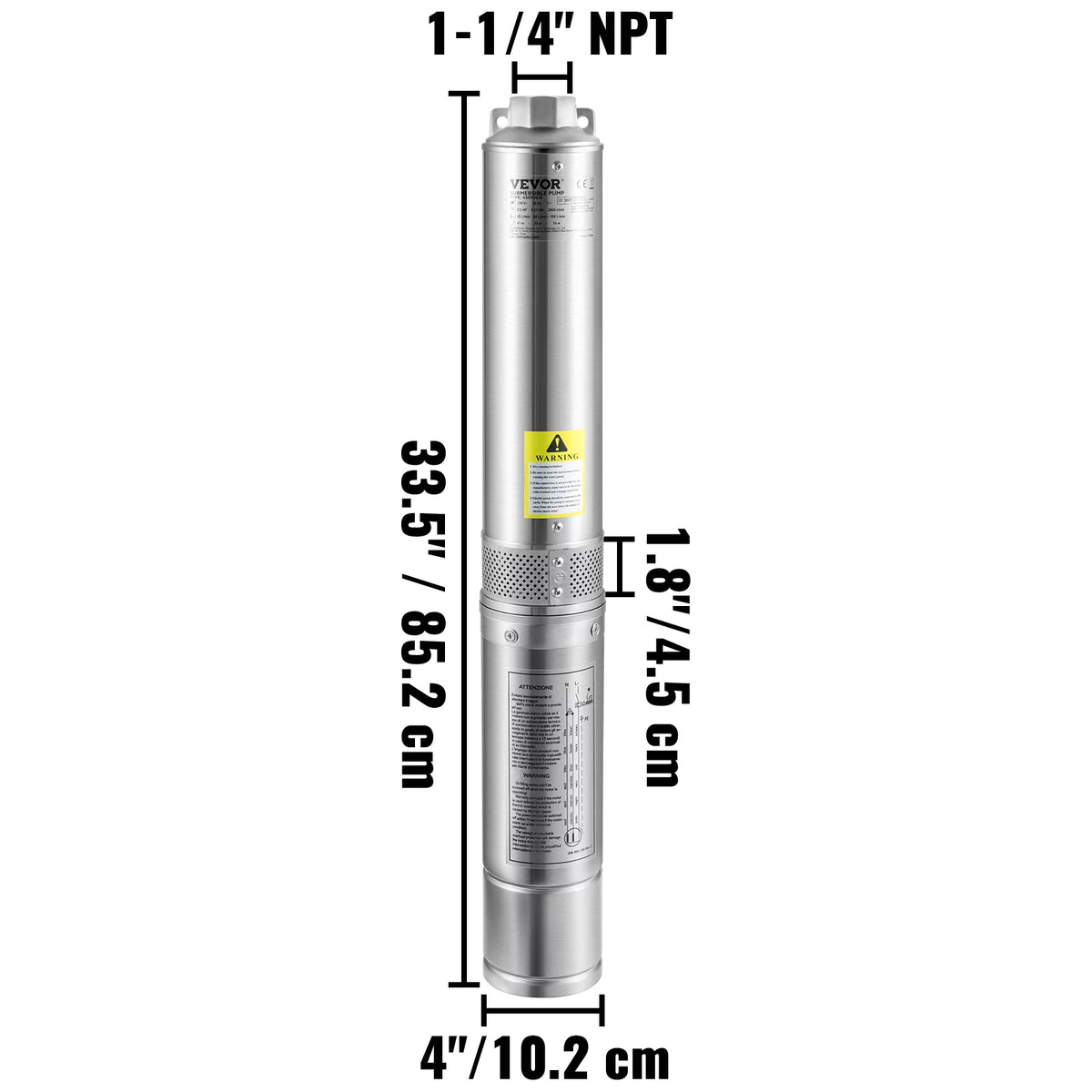 1.5HP 115V 37GPM 276ft Head 4 inch Stainless Steel Deep Well Submersible Pump A41283