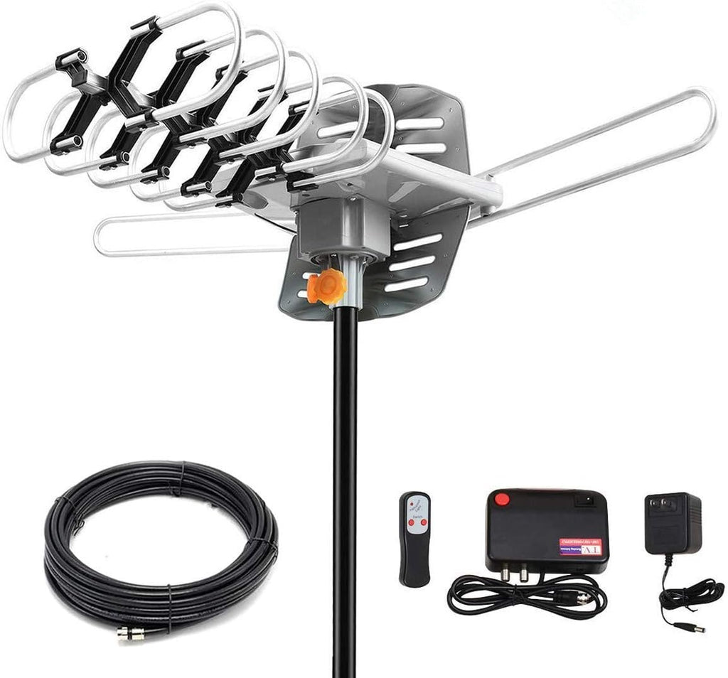 Amplified Digital Outdoor Antenna 150 Miles Range 360 Degree Rotation with 33FT Coax Cable X6831
