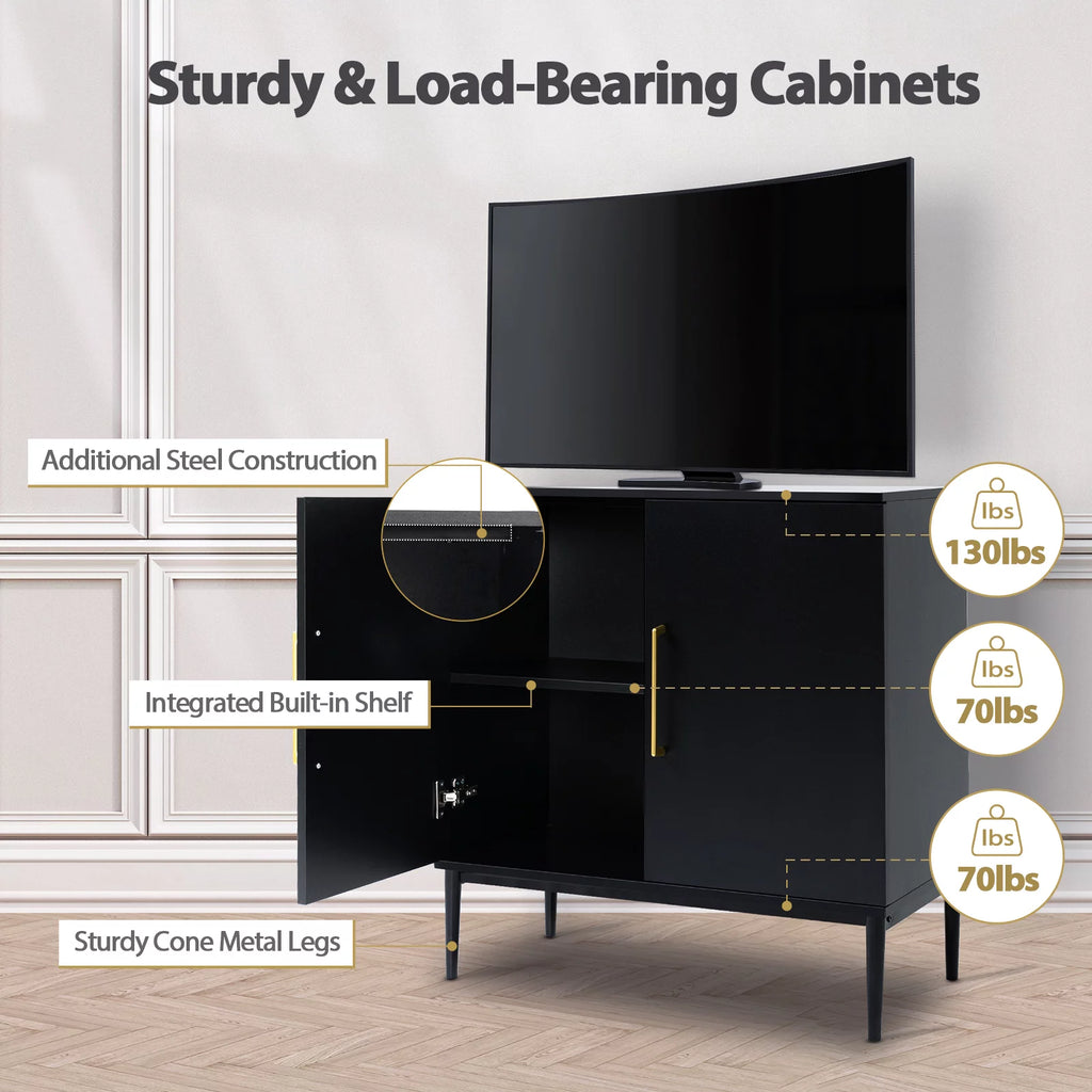 Set of 2 Black Storage Cabinet D354