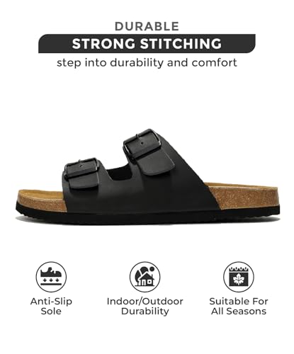 Genuine Leather Mens Sandals with Memory Foam Cork Footbed R109