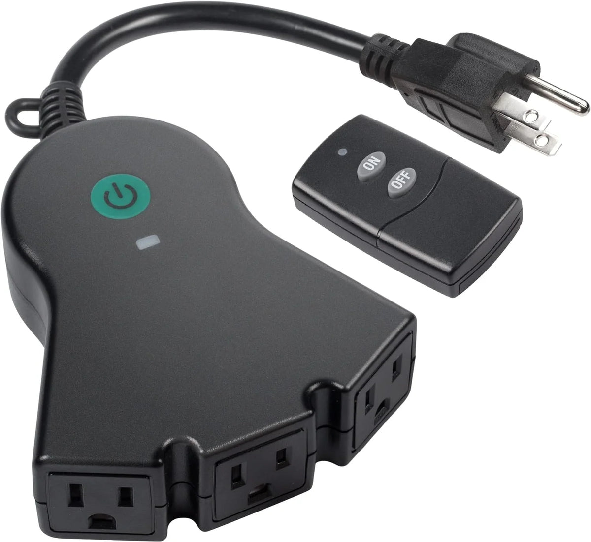 Black 3-Prong Outdoor Indoor Wireless Remote Control Outlet J972981