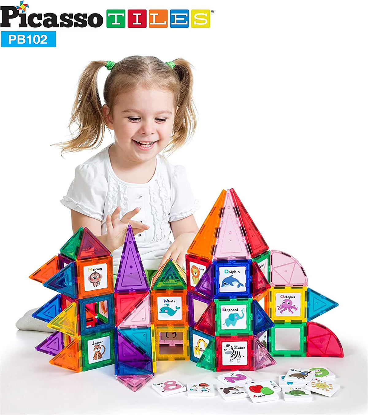 102 Piece Magnetic Tiles Construction Playset T427