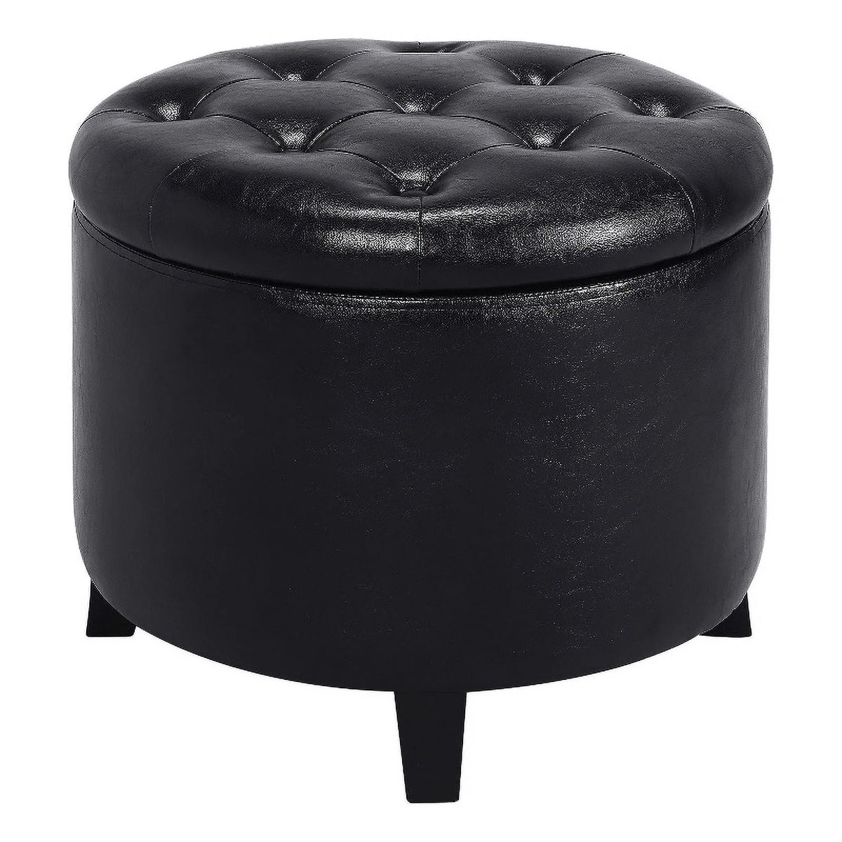 Black Round Storage Ottoman Q602