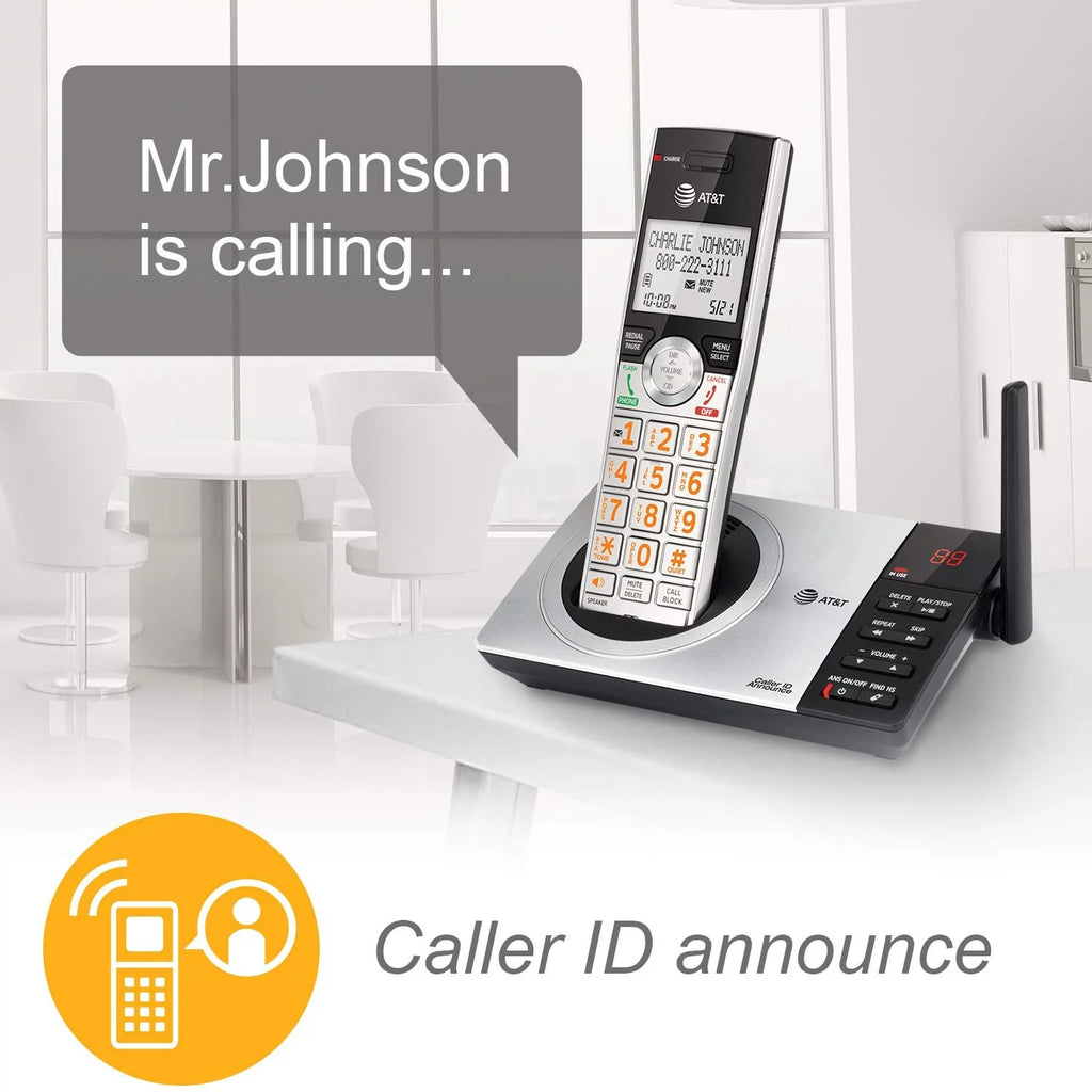 Silver/Black Cordless Phone with 4 Handsets R1508