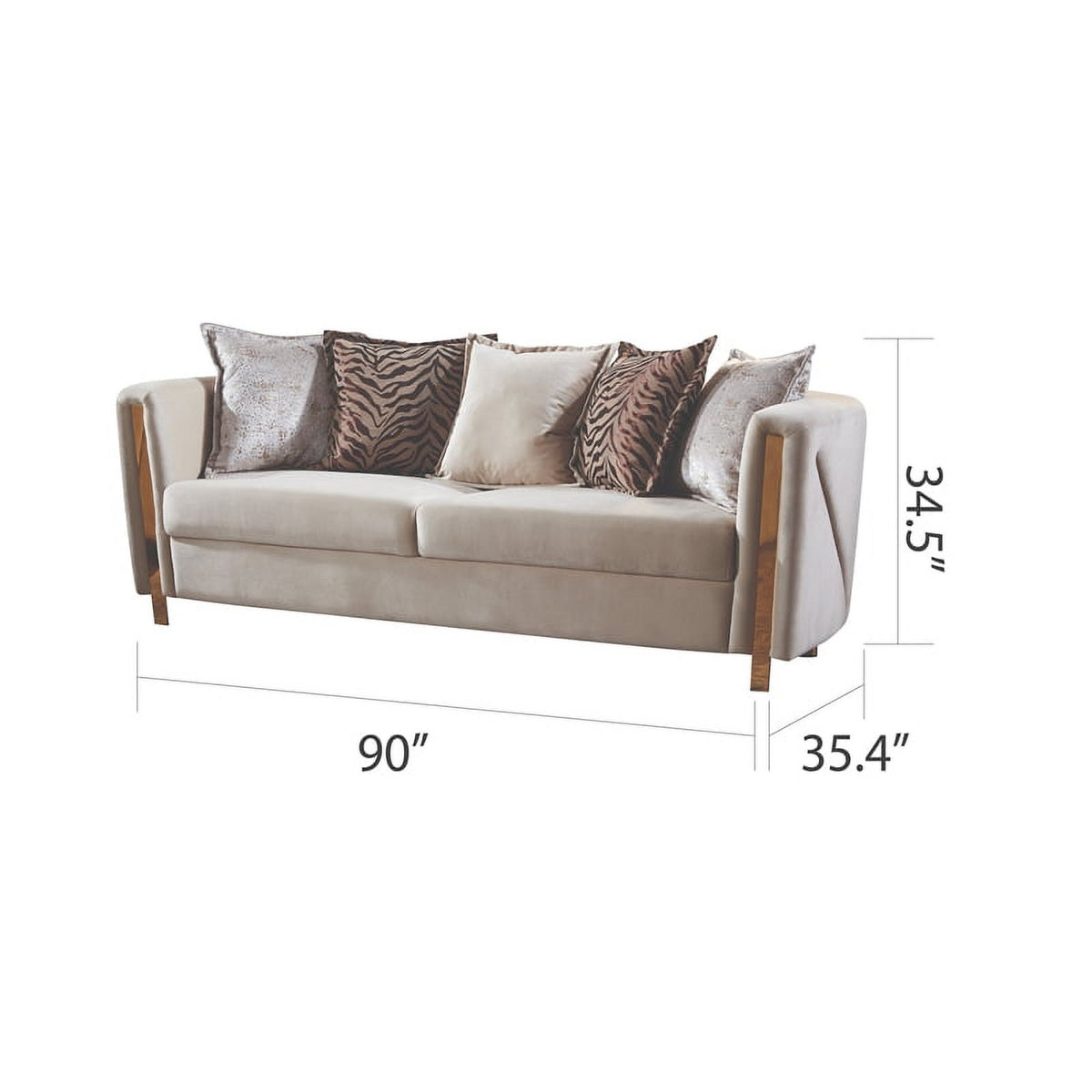 Beige Velvet 2Pc Living Room Set V83186