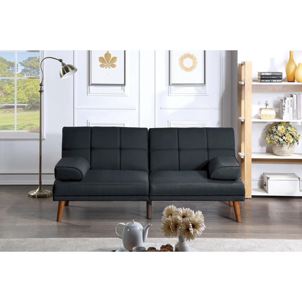 Black Polyfiber Sectional Sofa Set with Chaise Z321374