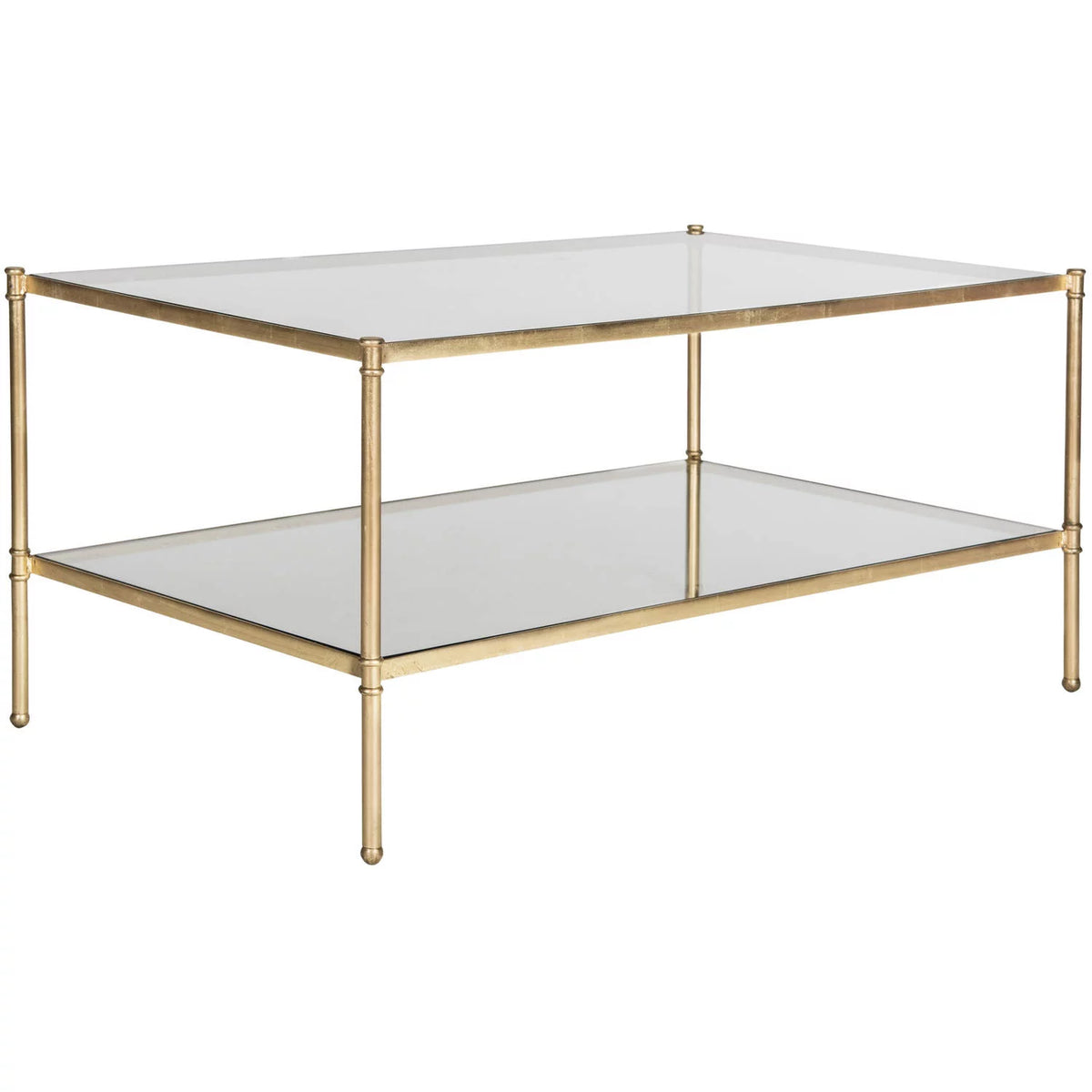 Antique Gold Iron Coffee Table with Glass Top M2588
