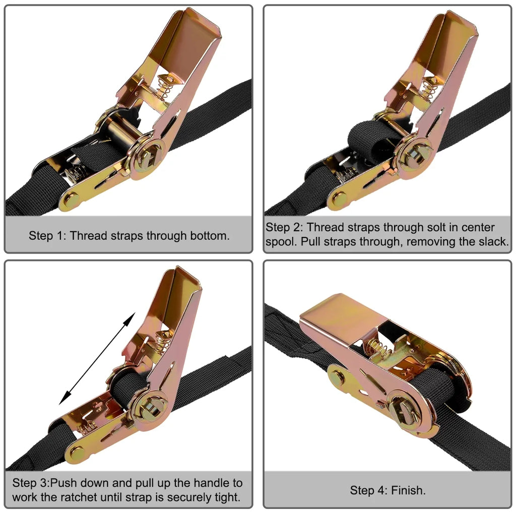 Black Ratchet Tie Down Strap, 2 Pack S1872