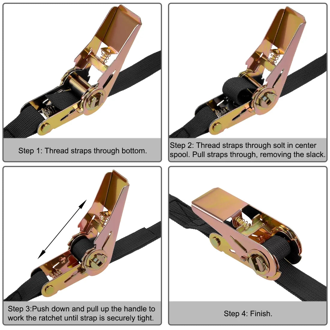 Black Ratchet Tie Down Strap, 2 Pack S1872