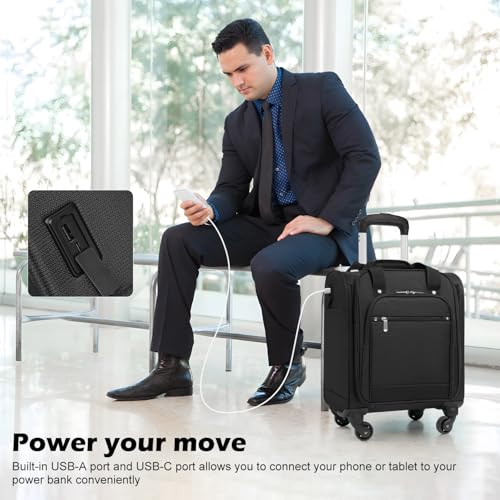 Underseat Carry On Luggage Softside Lightweight Spinner Suitcase S24633