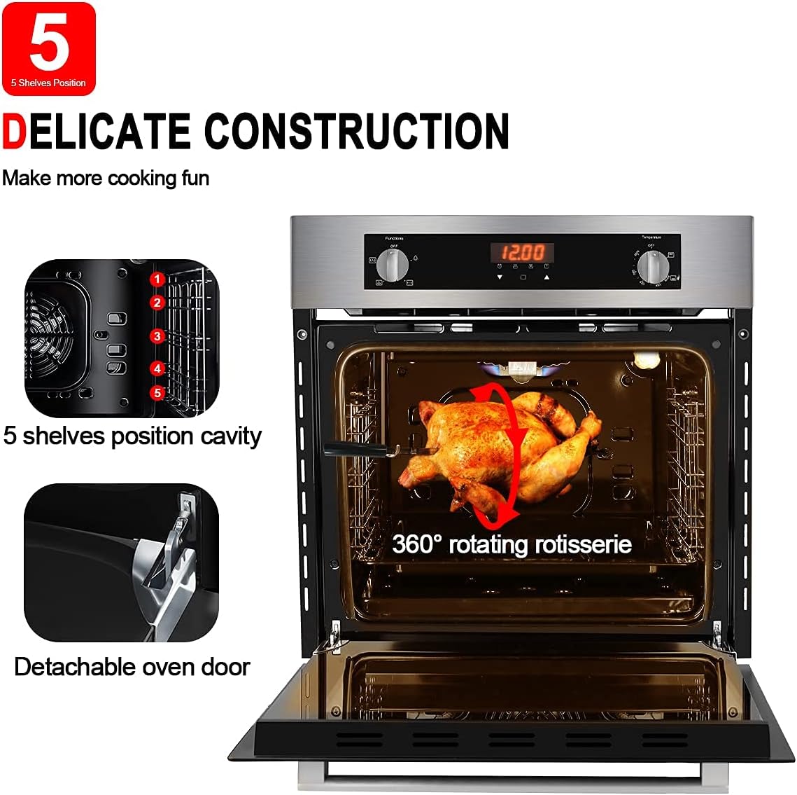 24 Built-in Natural Gas Single Wall Oven with Rotisserie P828308