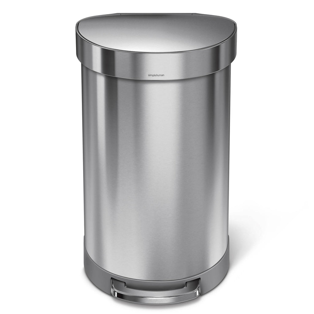 45L Semi-Round Step Trash Can Silver R723