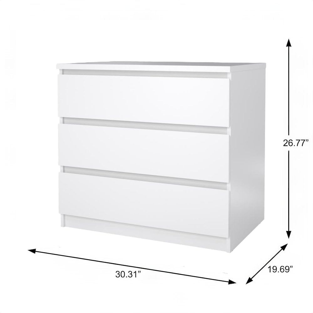 White 3 Drawer Dresser E4100