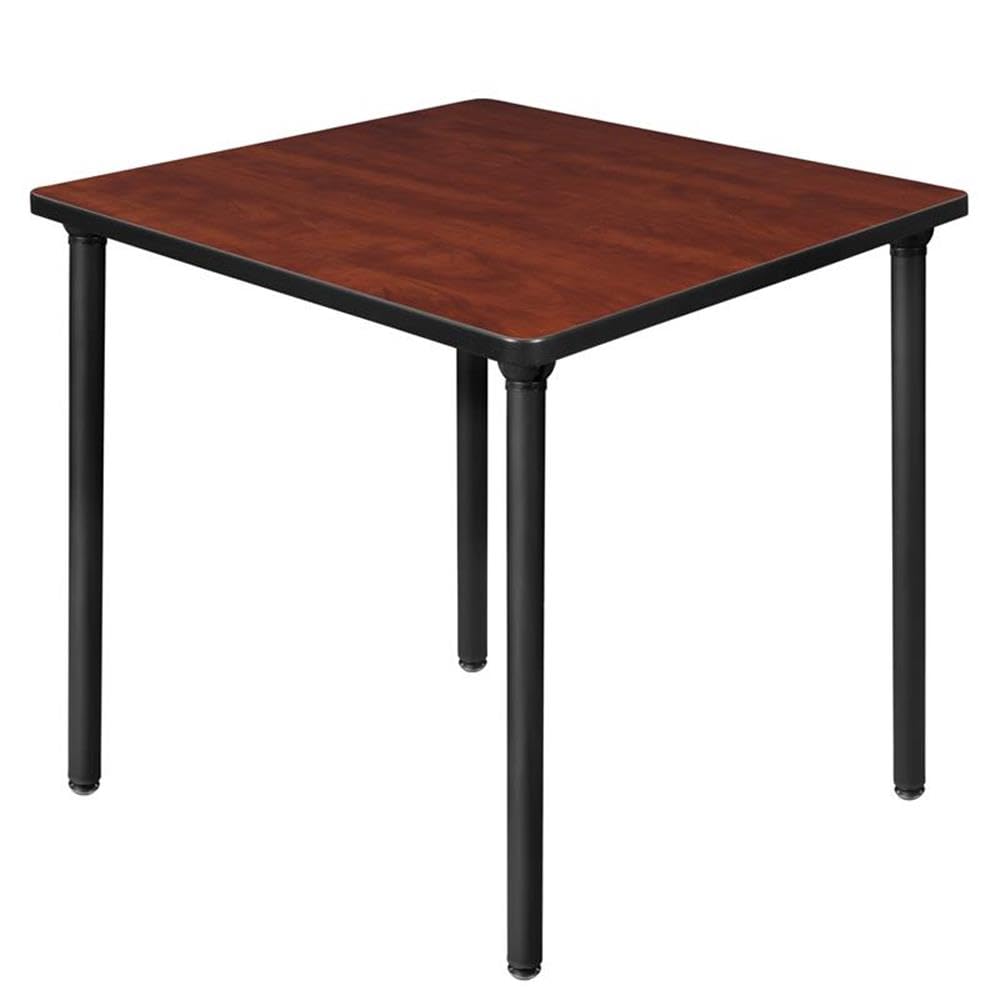 30" Square Folding Breakroom Table Reversible Cherry Maple Top Black Steel Legs X613278