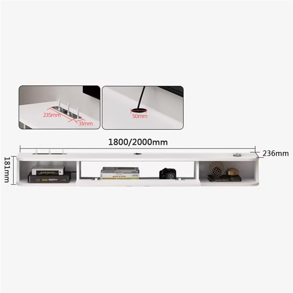 White Wall Mounted Floating TV Cabinet with Shelves Q616346