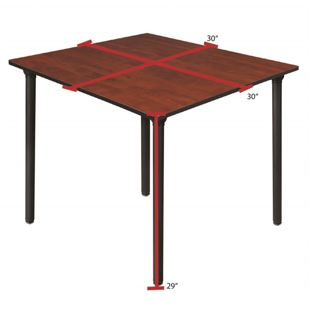 30" Square Folding Breakroom Table Reversible Cherry Maple Top Black Steel Legs X613278