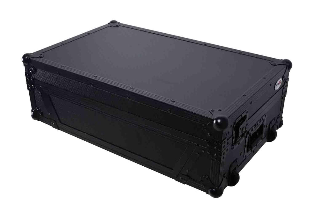 Black Flight Style Road Case with Laptop Shelf 2U Rack Space Wheels M87990
