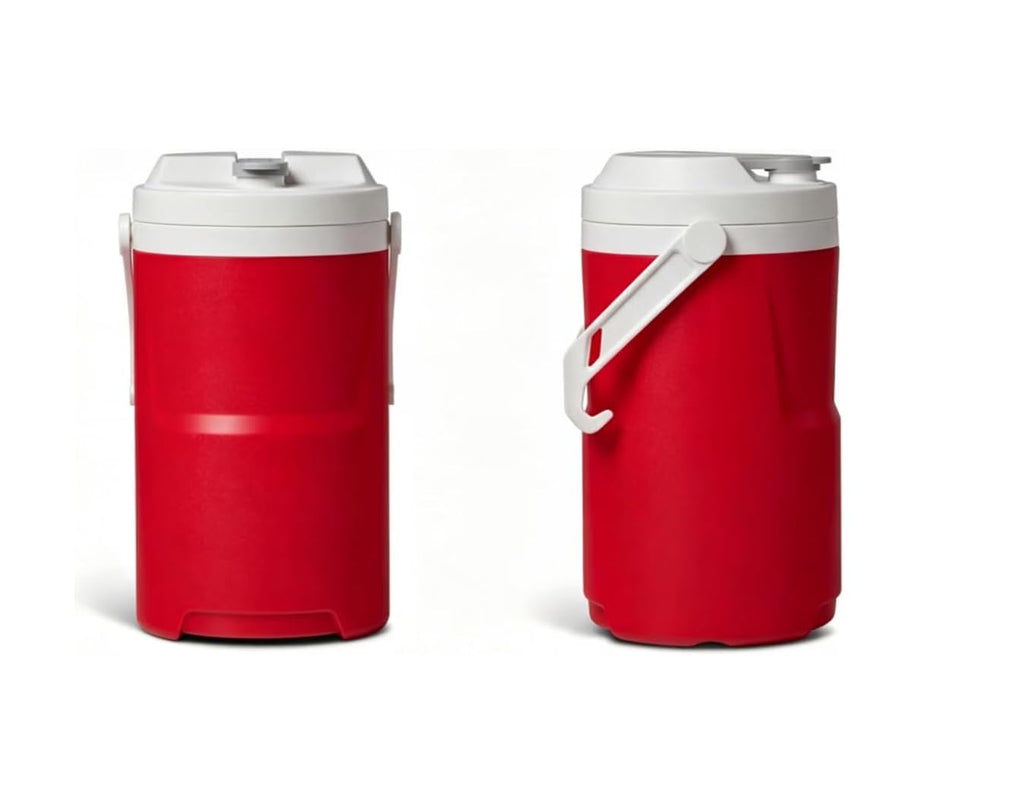 Red 1 Gallon Plastic Beverage Jug with Hooks G78818
