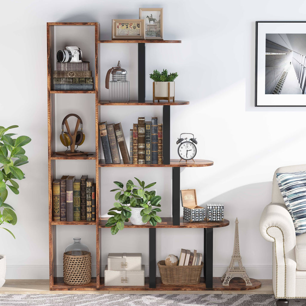 5-Tier Brown Black Bookcase Q348