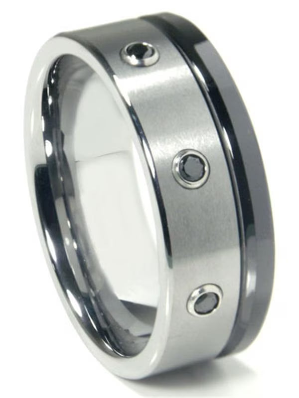 Black Tungsten Carbide Comfort Fit Mens Wedding Band Ring K39964