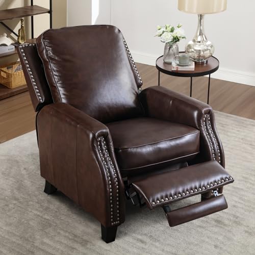 Reddish Brown Genuine Leather Push Back Recliner Chair Set of 2 X143319