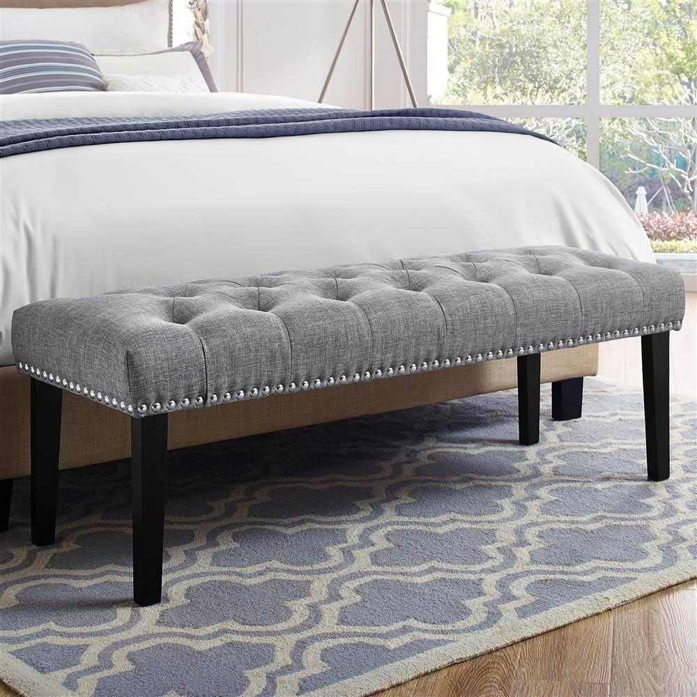 Grey Tufted Upholstered Bed Bench Z992114