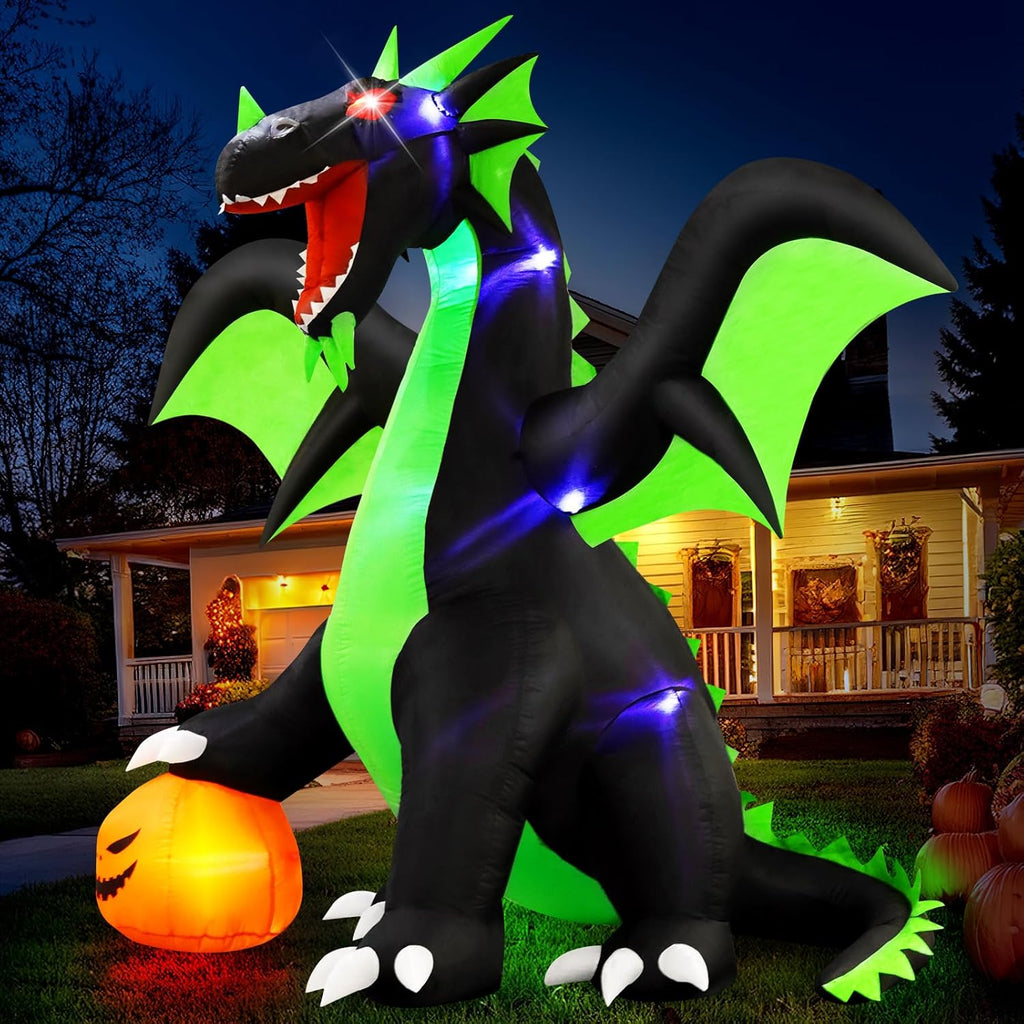 9FT Large Inflatable Dragon with Pumpkin and LED Lights B591