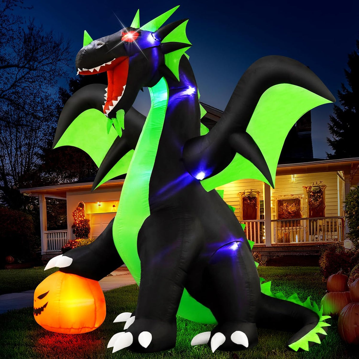 9FT Large Inflatable Dragon with Pumpkin and LED Lights B591