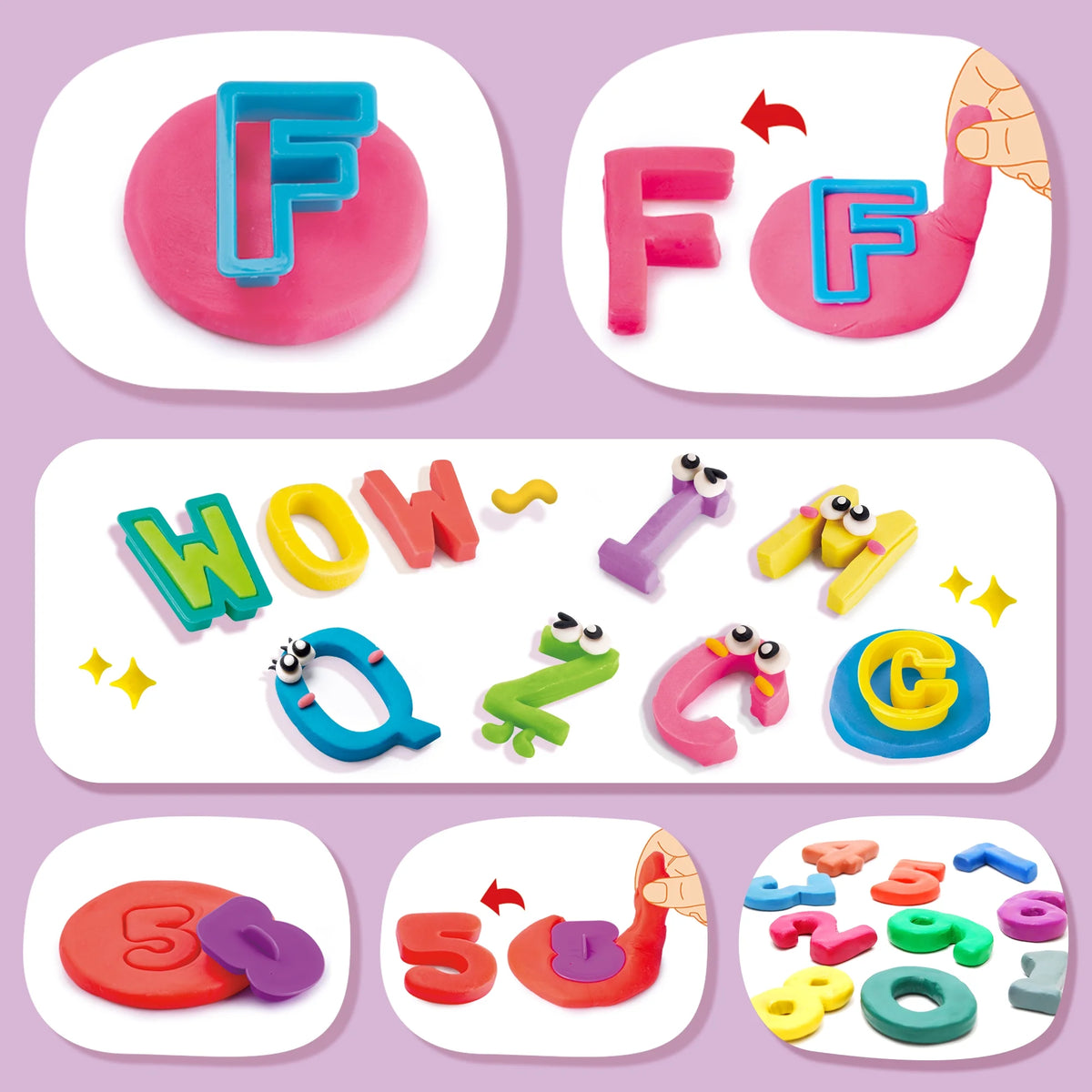 49-Piece Toddler Color Dough Tool Kit with Letters and Numbers I3265