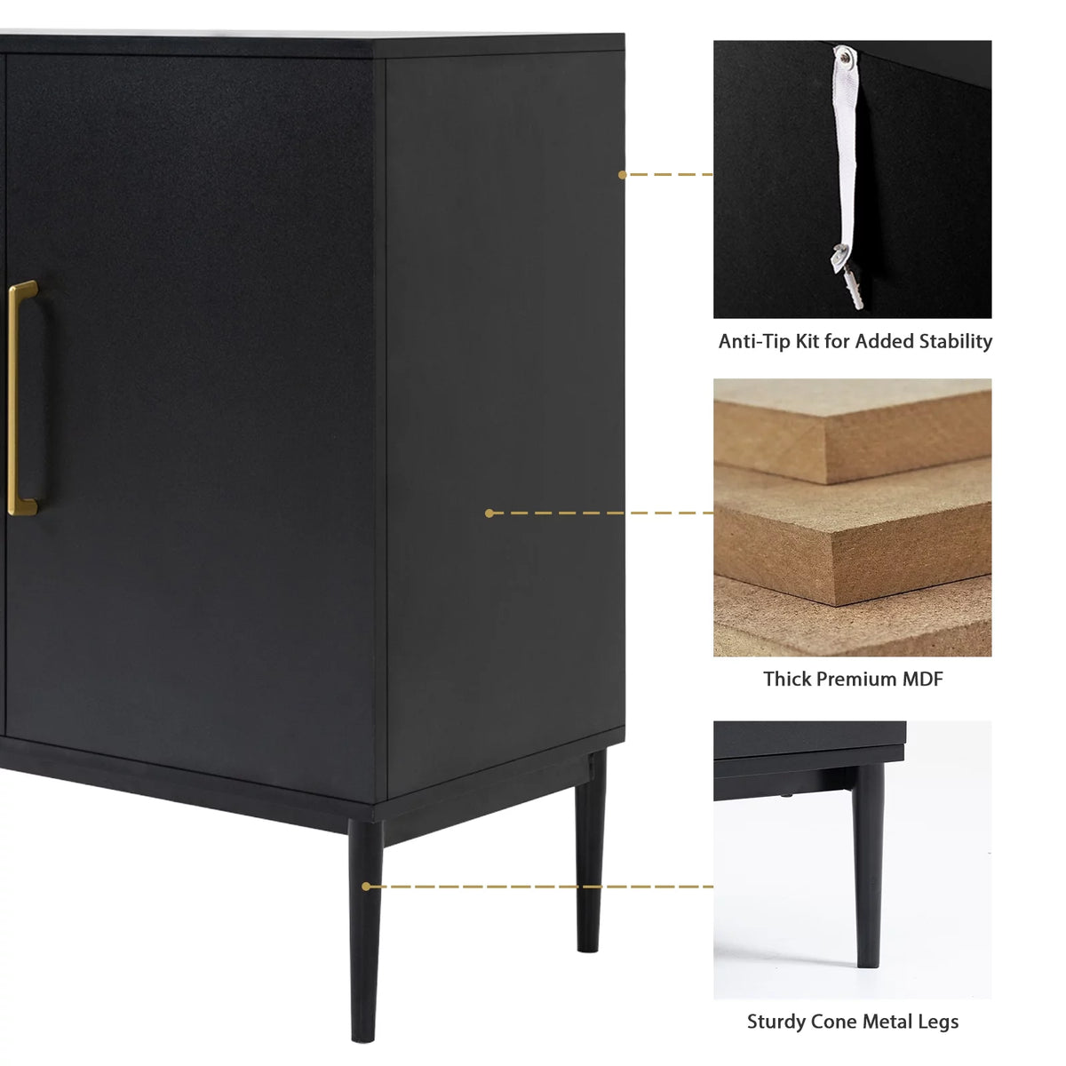 Set of 2 Black Storage Cabinet D354