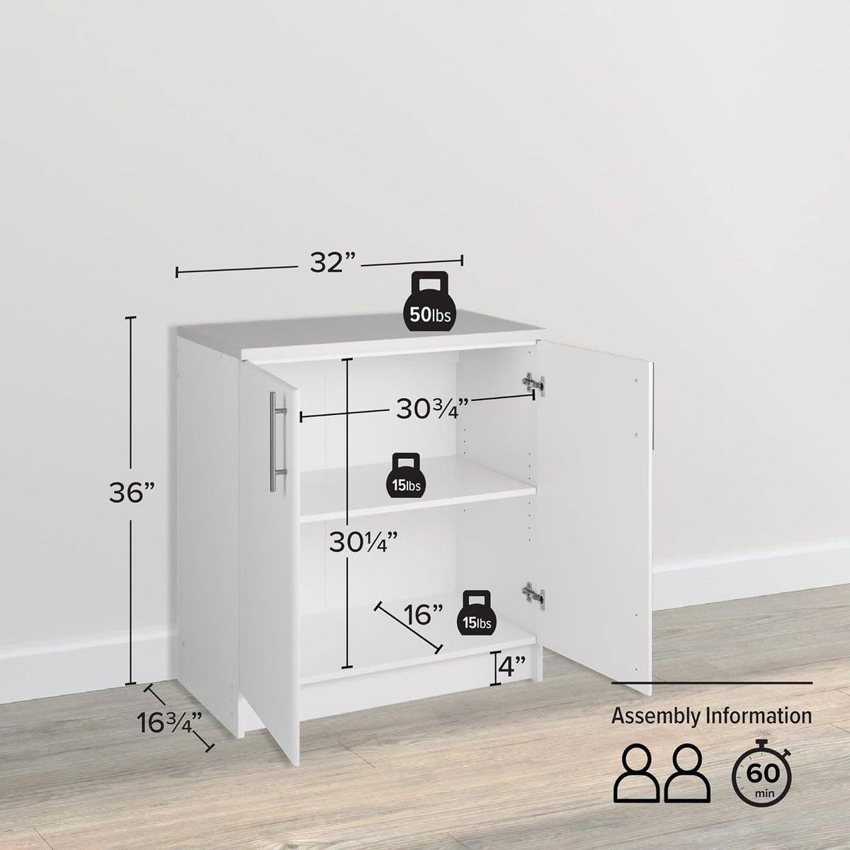 White Storage Cabinet and Wall Mounted Cabinet Bundle Y8641