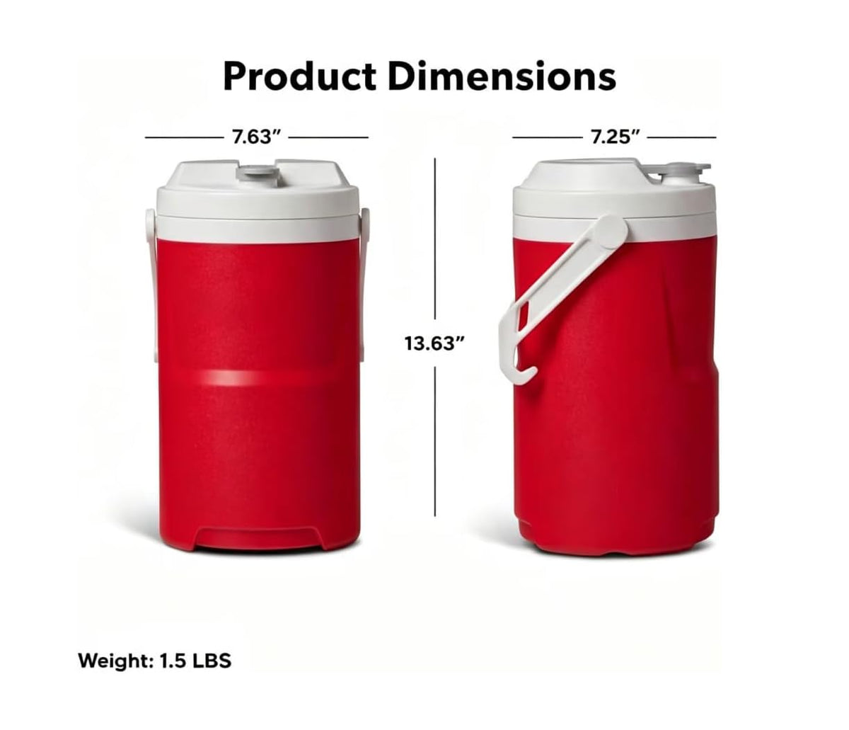 Red 1 Gallon Plastic Beverage Jug with Hooks G78818