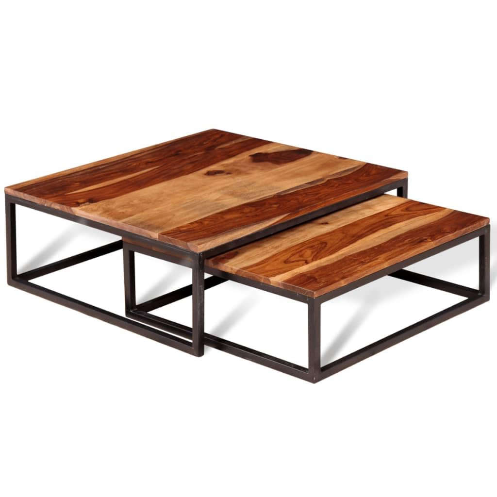 Two Piece Nesting Solid Sheesham Wood Coffee Table Set T584351
