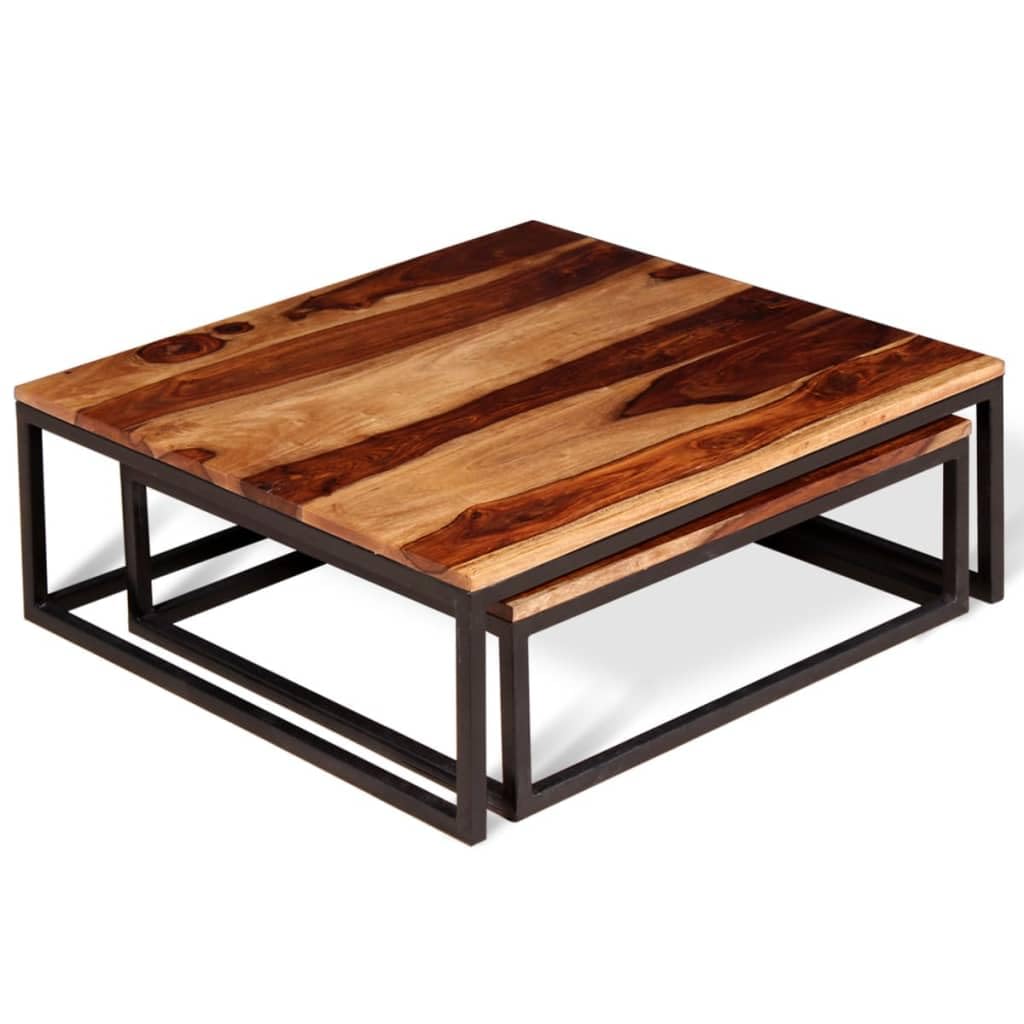 Two Piece Nesting Solid Sheesham Wood Coffee Table Set T584351
