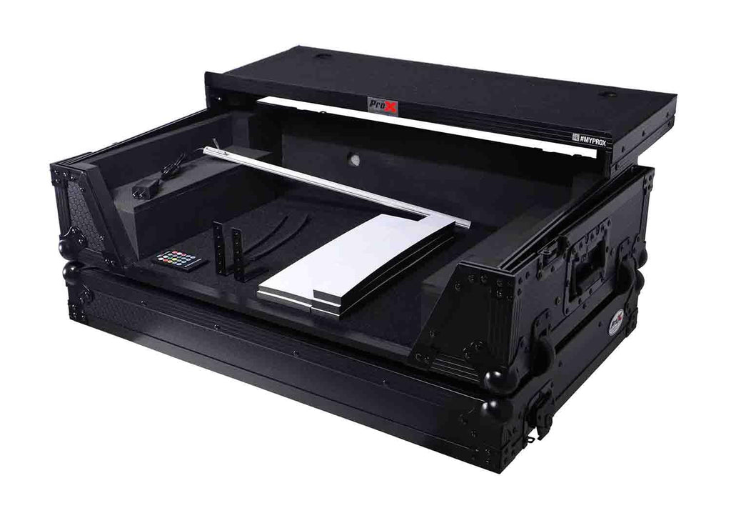 Black Flight Style Road Case with Laptop Shelf 2U Rack Space Wheels M87990