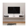 White Wall Mounted Floating TV Cabinet with Shelves Q616346