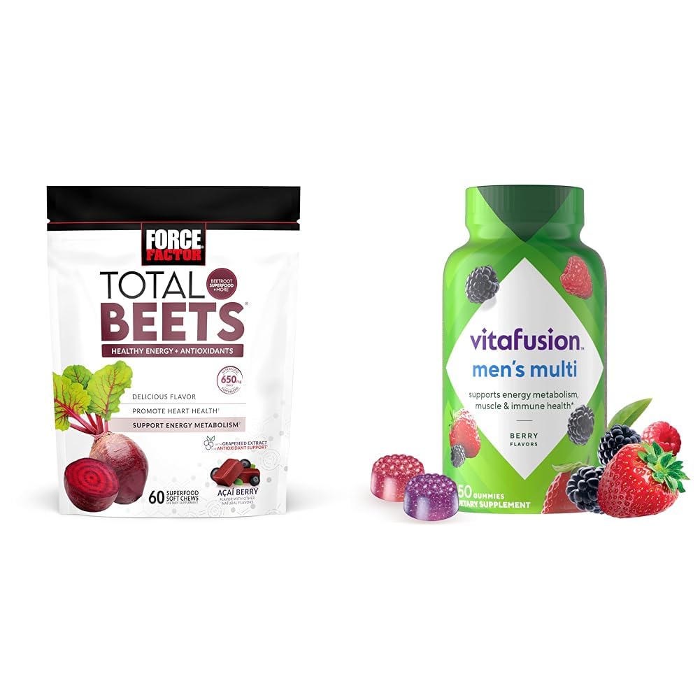 Beet Chews with Grapeseed, 60 Chews & Men's Multivitamins, Berry Flavored, 150 Count A348184