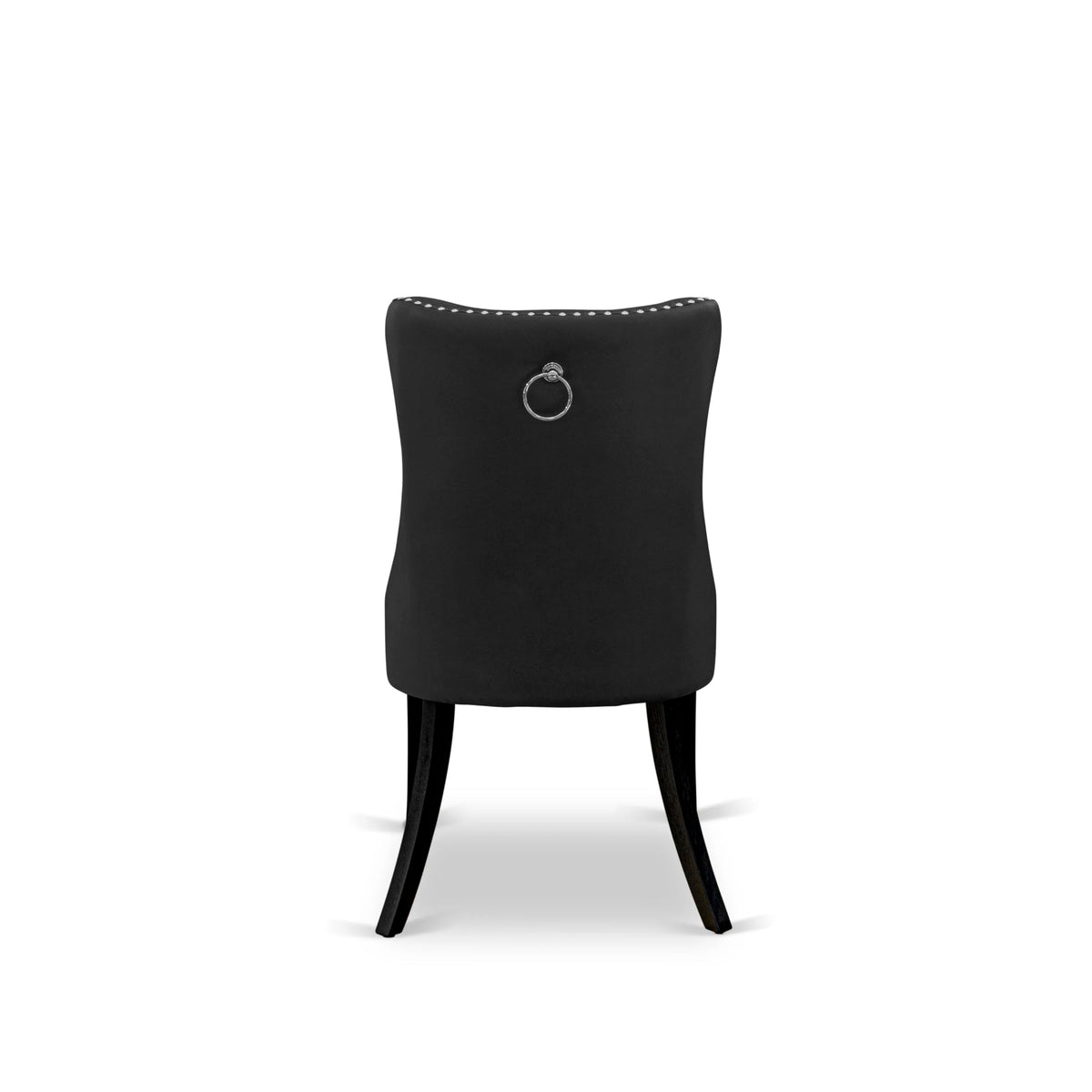 Button Tufted Dark Gray Polyester Fabric Upholstered Dining Chairs, Set of 2 Q853100