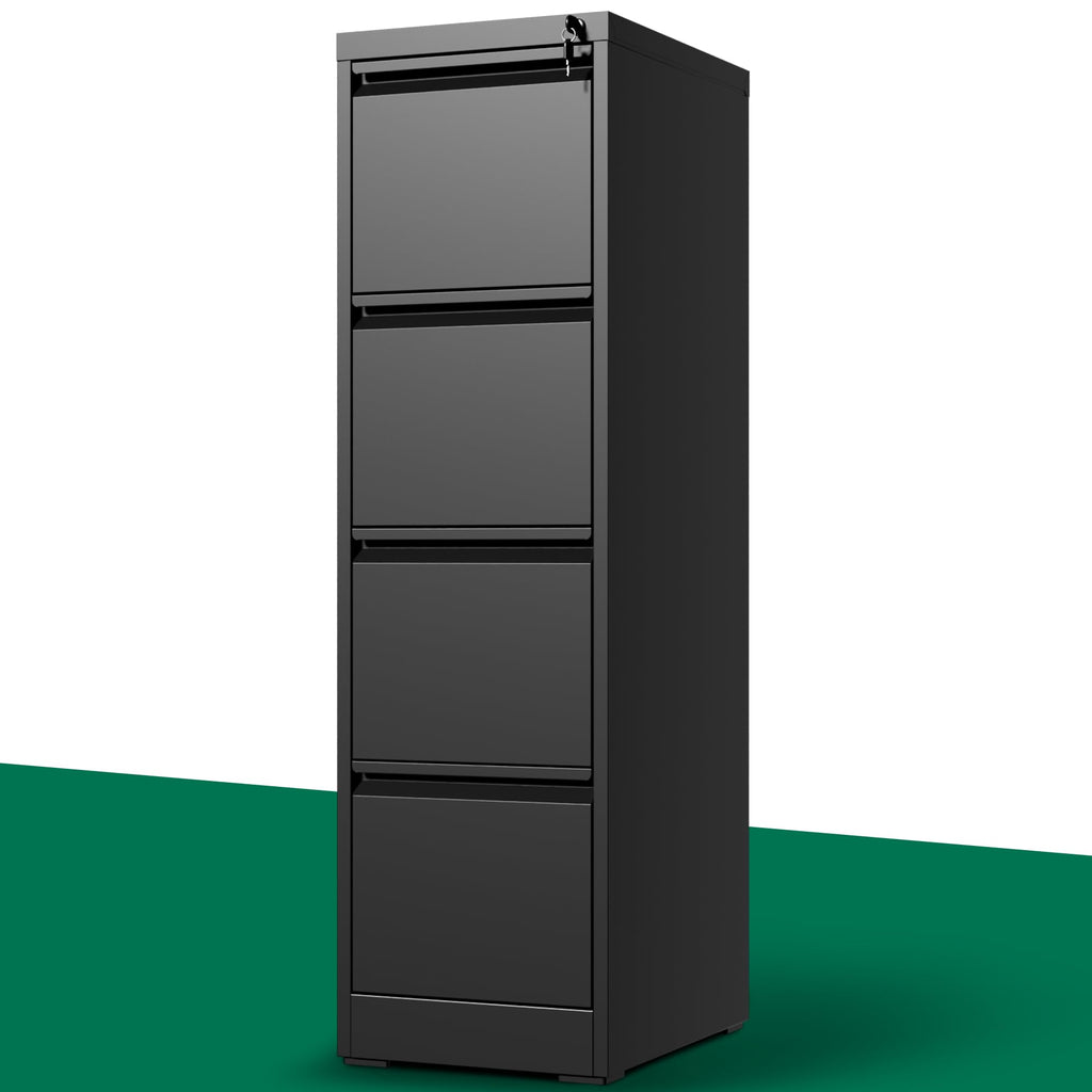 Black 4 Drawer Metal File Cabinet with Lock D16161
